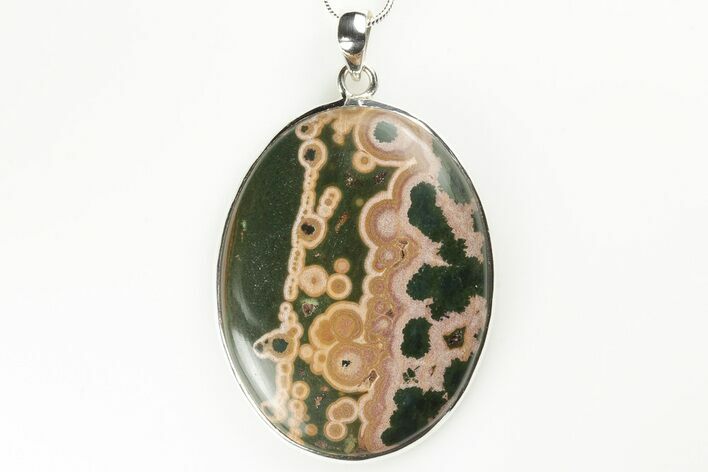 Large, Ocean Jasper Pendant (Necklace) - Sterling Silver #192311